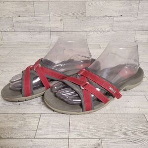 Women’s Teva Tirra Grey Red Hiking Trail Sandals Slides Size 7.5